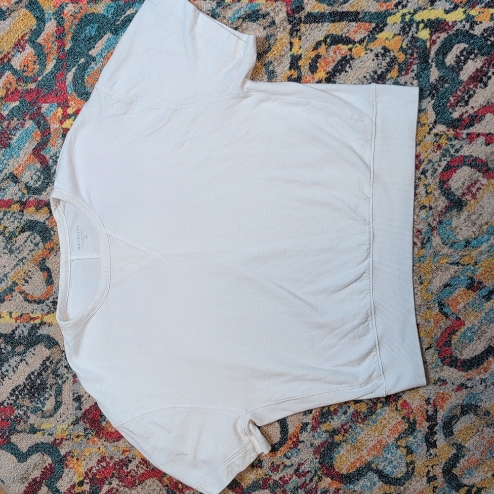 Athleta White Short Sleeve Sweatshirt XS